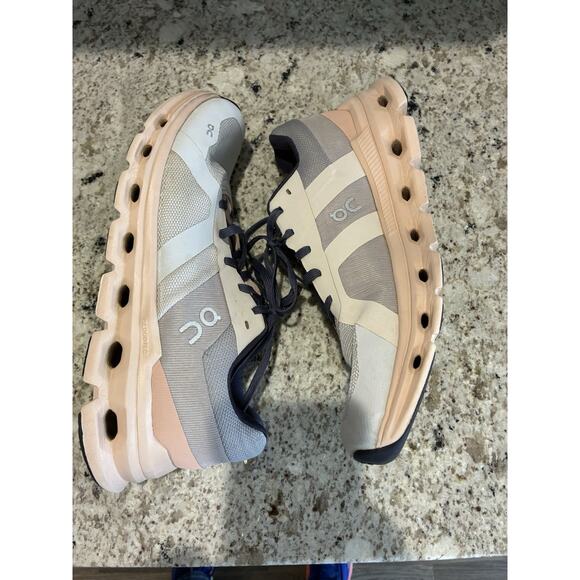On Running Womens Cloudrunner Running Shoe Size 9.5 Gray Peach Sneaker